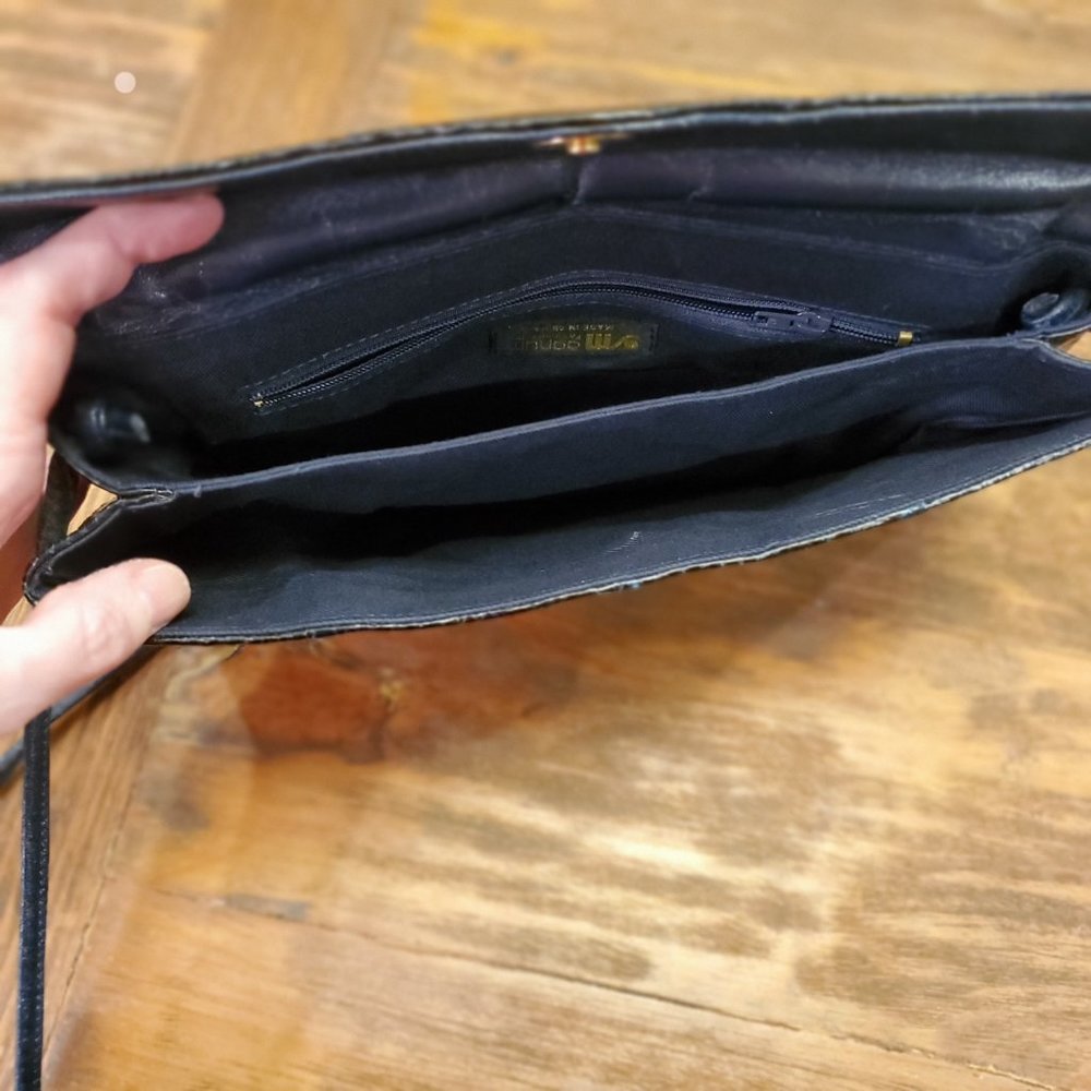 Navy Blue Snakeskin Crossbody/Clutch - Picture 7 of 10